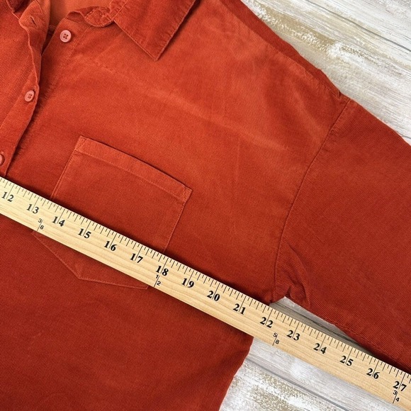 Forever 21 Womens Shirt Top Medium Cropped Corduroy Rustic Orange Oversized - Picture 8 of 11
